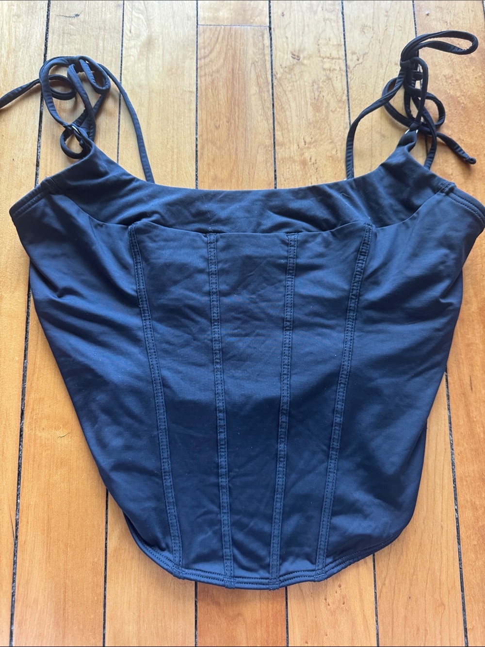 Gilly Hicks Black Corset Tie-Shoulder Camisole